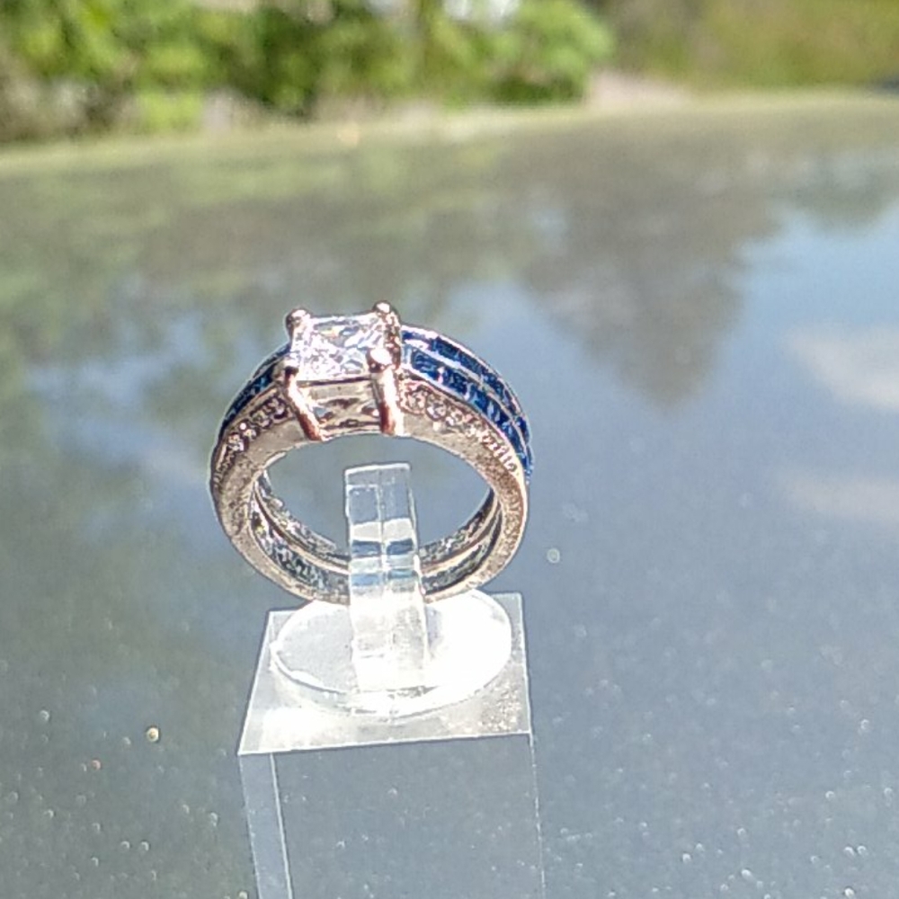 created sapphire and topaz wedding set